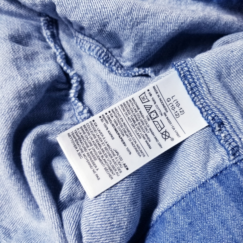 OLD NAVY GIRL'S PUFFED SLEEVES TIERED JEAN DRESS SIZE LARGE 10/12 - Picture 4 of 11